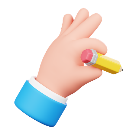 Holding Pencil Hand Gesture  3D Icon