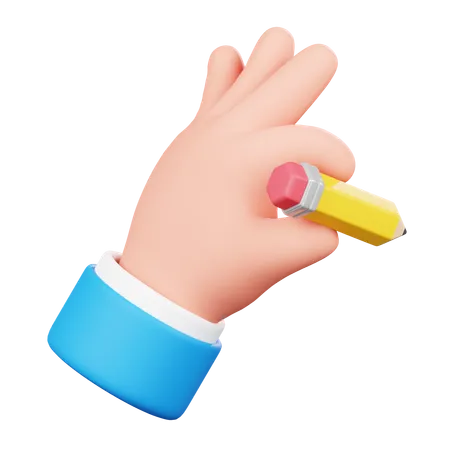 Holding Pencil Hand Gesture  3D Icon