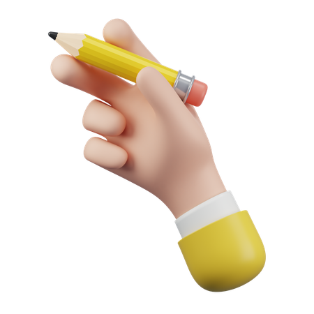 Holding Pencil Hand Gesture  3D Icon