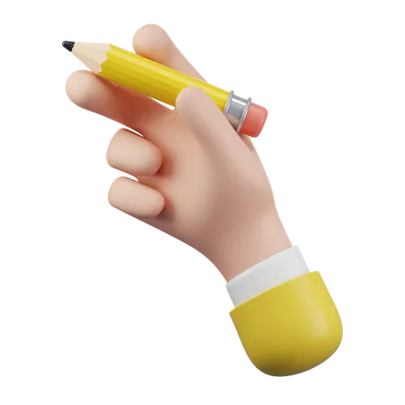 Holding Pencil Hand Gesture  3D Icon