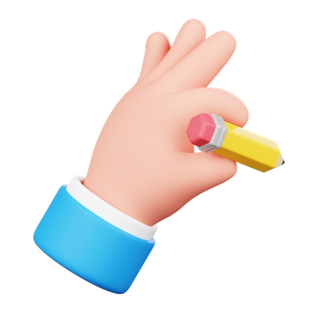 Holding Pencil Hand Gesture  3D Icon