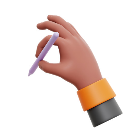 Holding Pencil Hand Gesture  3D Icon