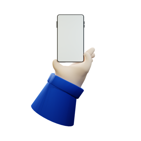 Holding phone in hand vertically 3D Illustration