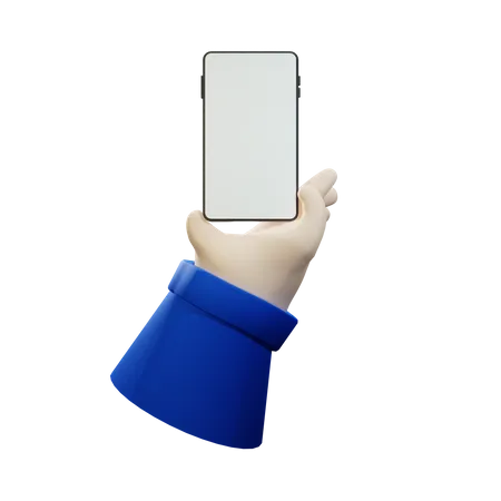 Holding phone in hand vertically 3D Illustration