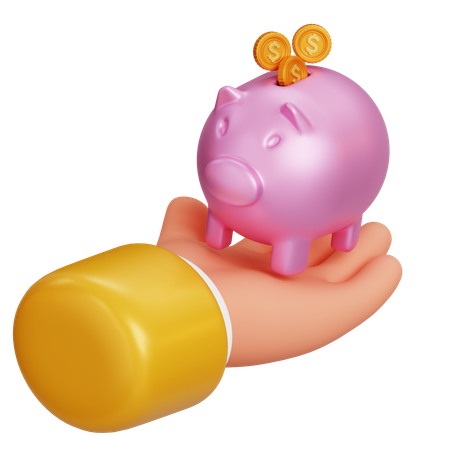 Holding Piggy Bank  3D Icon