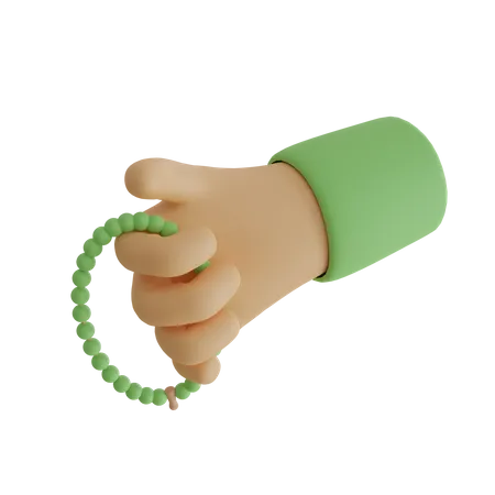 Hand Holding Prayer Beads 3D Icon