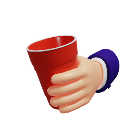 Holding red cup  3D Illustration