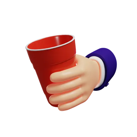 Holding red cup  3D Illustration