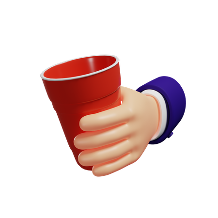 Holding red cup 3D Illustration