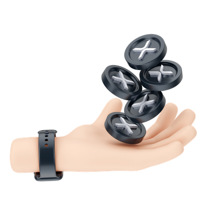 Holding Ripple Coins  3D Icon