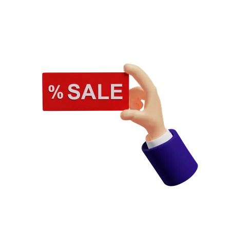 Holding sale board  3D Illustration