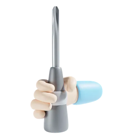 Holding Screwdriver  3D Icon