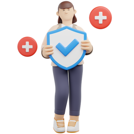 Holding Shield for Life Health  3D Icon