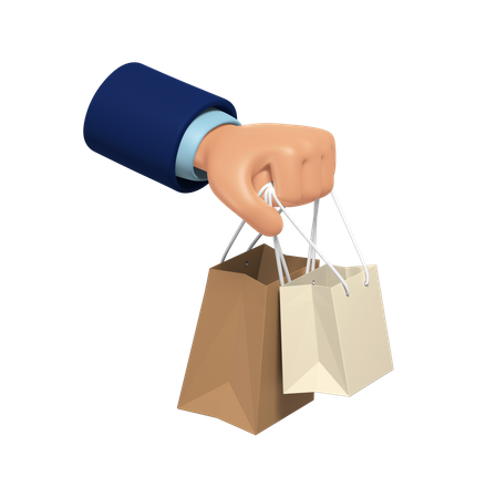 Holding Shopping Bag  3D Illustration