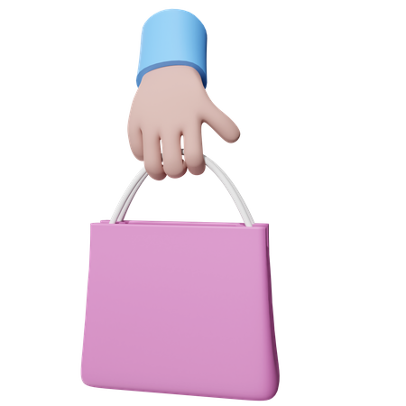 Holding Shopping Bag 3D Illustration