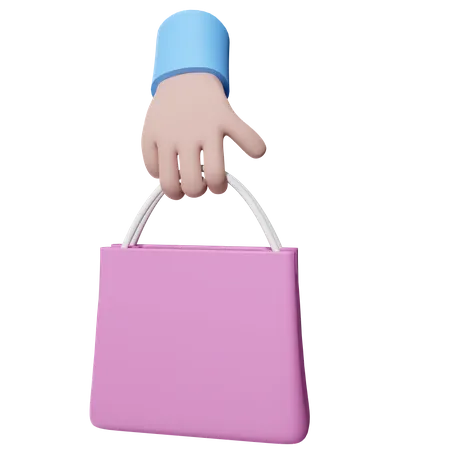 Holding Shopping Bag  3D Illustration