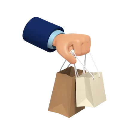 Holding Shopping Bag 3D Illustration