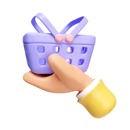 Holding Shopping Basket  3D Icon