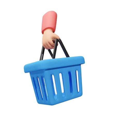 Holding Shopping Basket  3D Icon