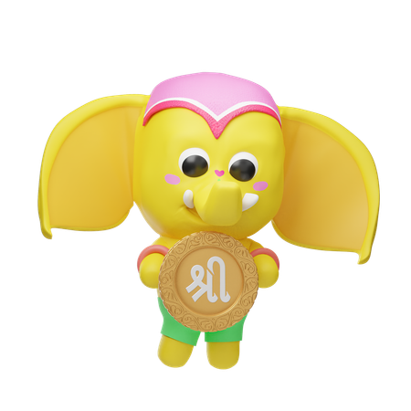 Holding Shree Coin  3D Illustration