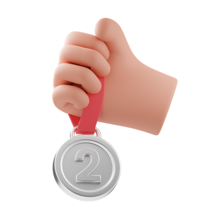 Holding silver medal  3D Illustration