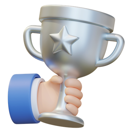 Holding Silver Trophy  3D Icon
