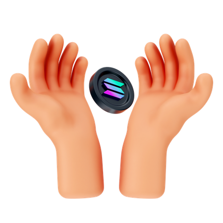 Holding Solana Coins  3D Icon