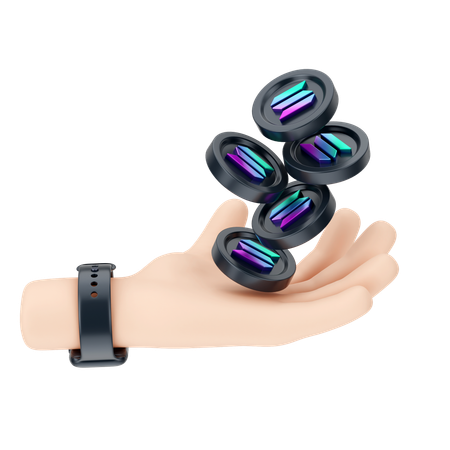 Holding Solana Coins  3D Icon