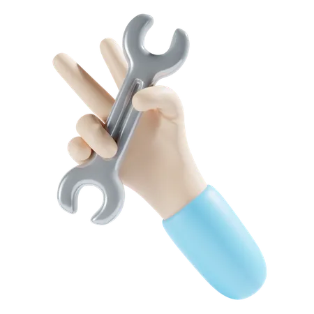 Holding Spanner  3D Icon