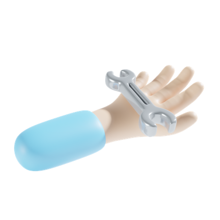 Holding Spanner  3D Icon