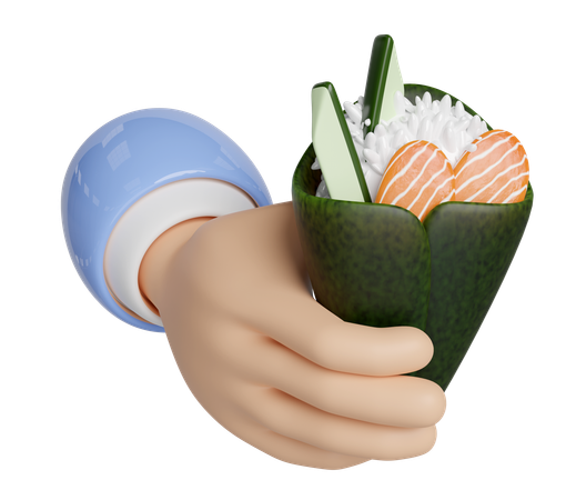 Holding Temaki Sushi  3D Icon