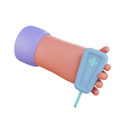 Holding Thermometer  3D Icon