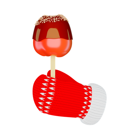 Holding toffee apple  3D Illustration