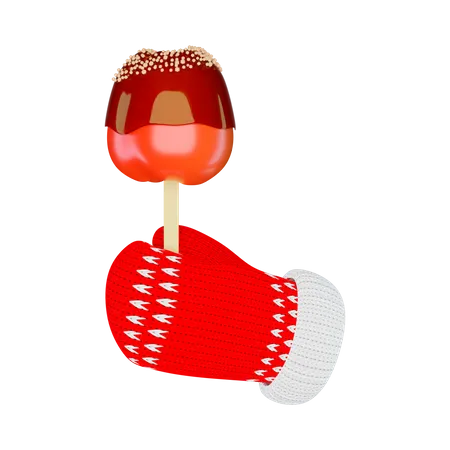 Holding toffee apple  3D Illustration