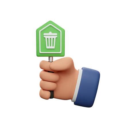 Hand Holding Trash Bin Sign Download This Item Now 3D Icon