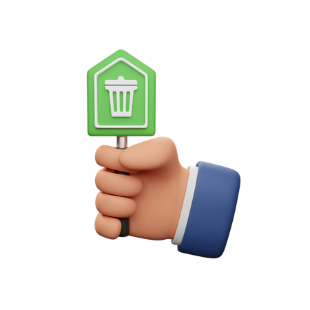 Holding Trash Bin Board  3D Icon