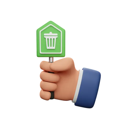 Holding Trash Bin Board  3D Icon