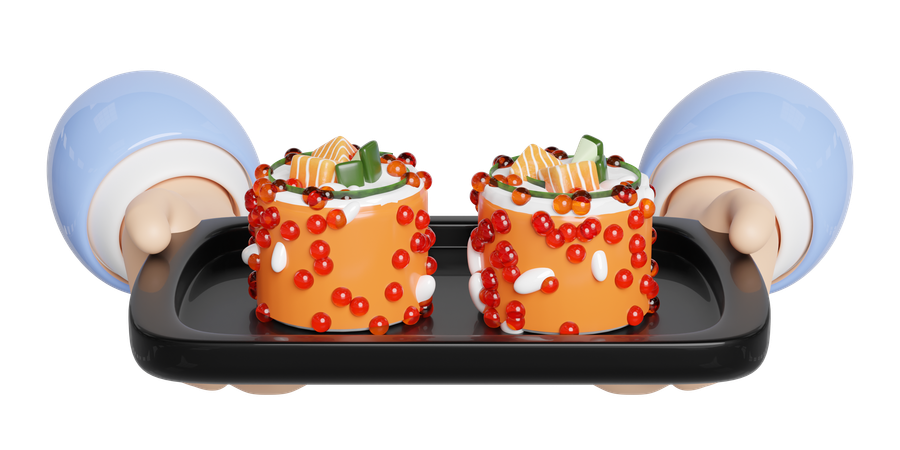 Holding Urmaki Sushi  3D Icon