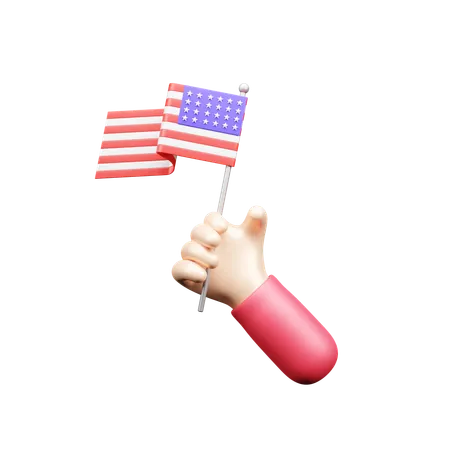 Holding Usa Flag  3D Icon