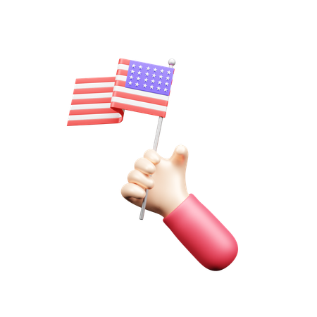 Holding Usa Flag  3D Icon