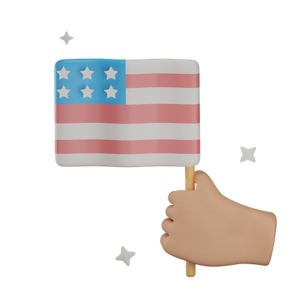 Holding Usa Flag  3D Illustration