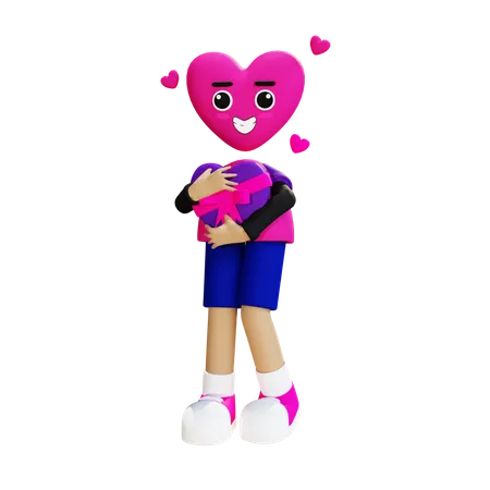 Holding valentine gift  3D Illustration