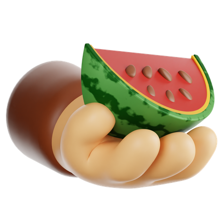 Holding Watermelon Slice  3D Icon