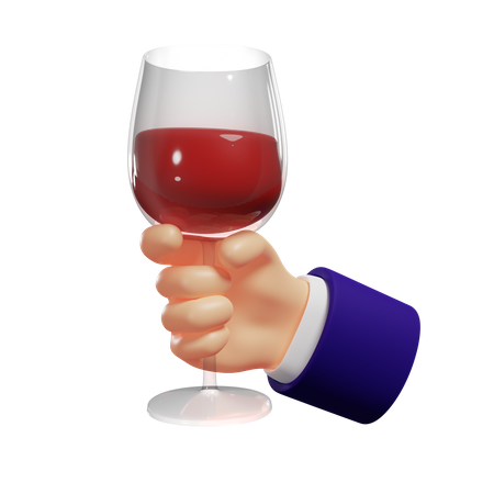 Holding wine glass 3D Illustration