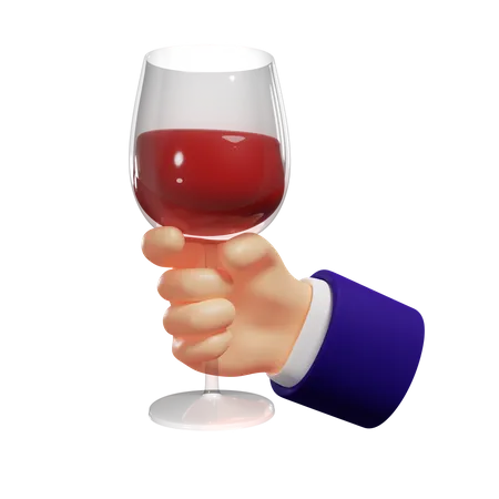 Holding wine glass 3D Illustration