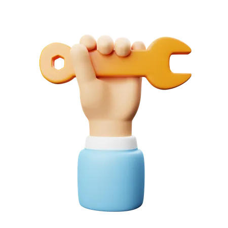 Holding Wrench  3D Icon
