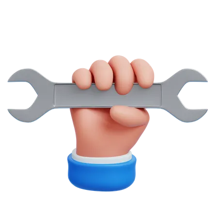 Holding Wrench  3D Icon