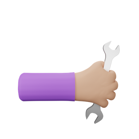 Holding Wrench 3D Icon