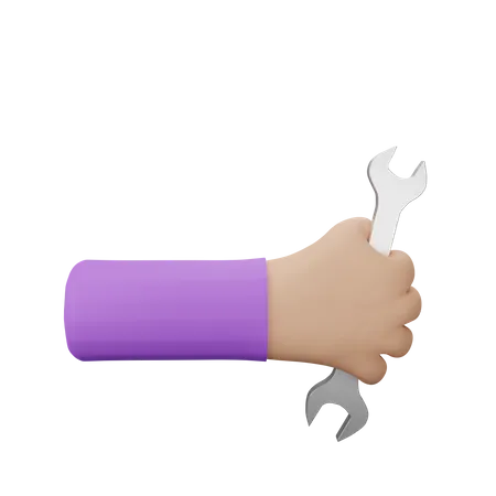Holding Wrench 3D Icon