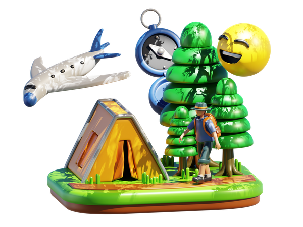 Holiday Camping  3D Illustration